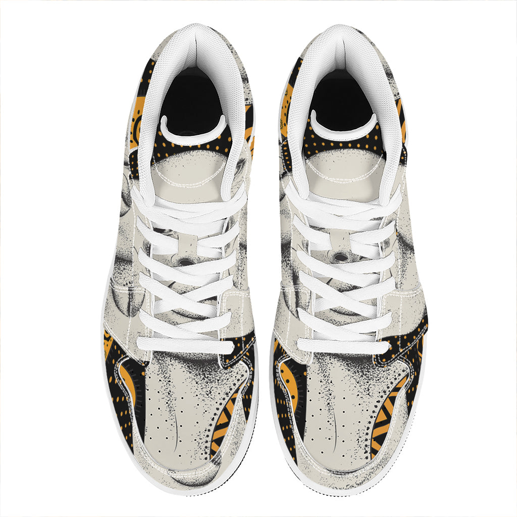 African Woman Print High Top Leather Sneakers