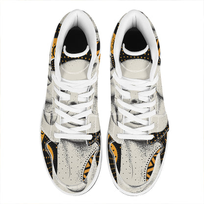 African Woman Print High Top Leather Sneakers