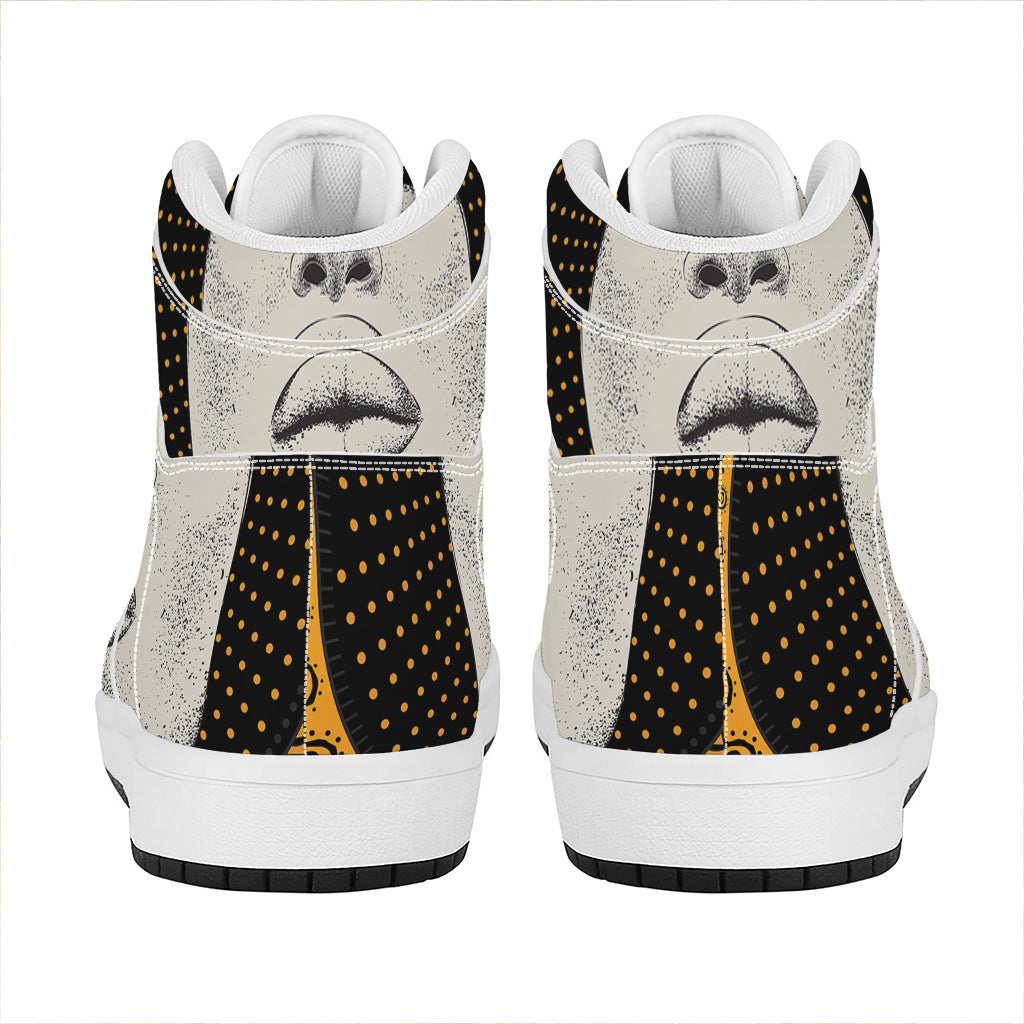 African Woman Print High Top Leather Sneakers