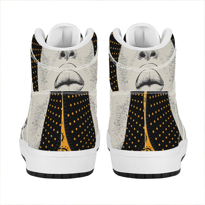African Woman Print High Top Leather Sneakers