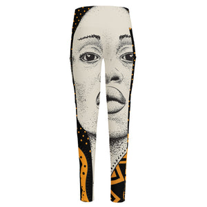 African Woman Print High-Waisted Pocket Leggings