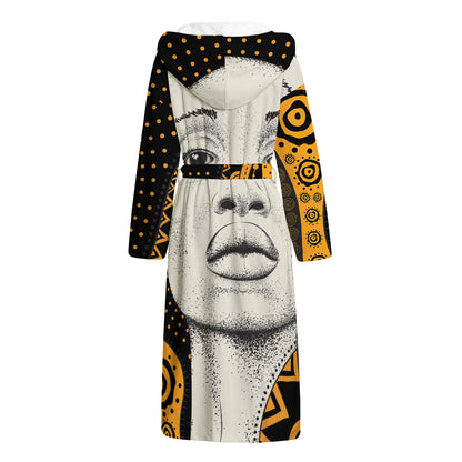African Woman Print Hooded Bathrobe