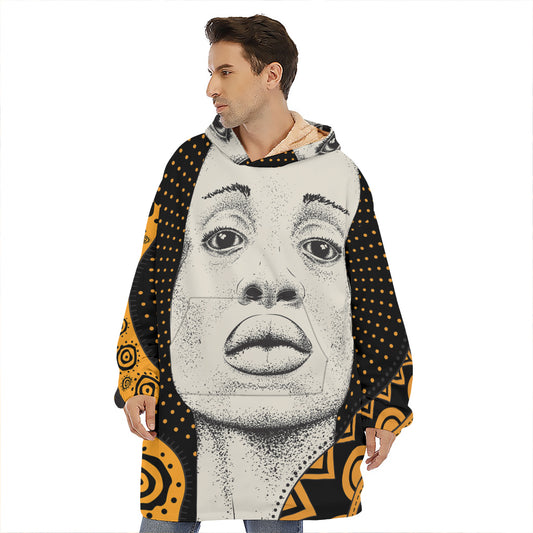 African Woman Print Hoodie Blanket