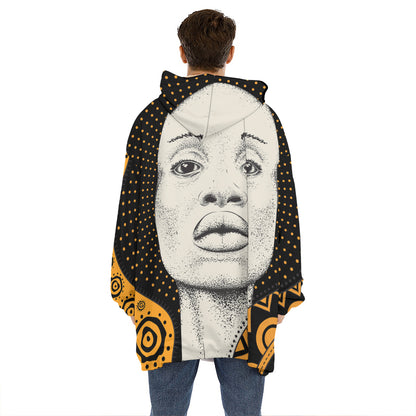 African Woman Print Hoodie Blanket