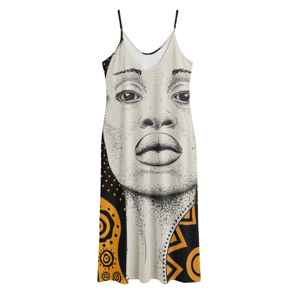 African Woman Print Jersey Midi Cami Dress