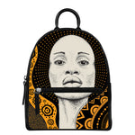 African Woman Print Leather Backpack
