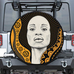 African Woman Print Leather Spare Tire Cover