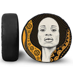 African Woman Print Leather Spare Tire Cover