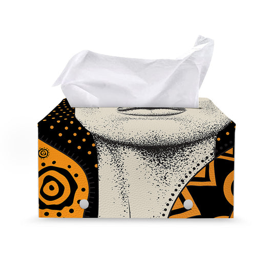 African Woman Print Leather Tissue Box Cover