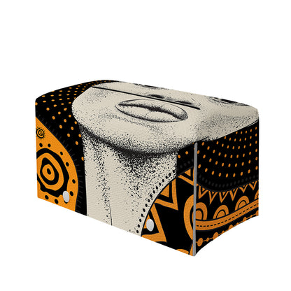 African Woman Print Leather Tissue Box Cover