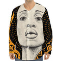 African Woman Print Long Sleeve Baseball Jersey