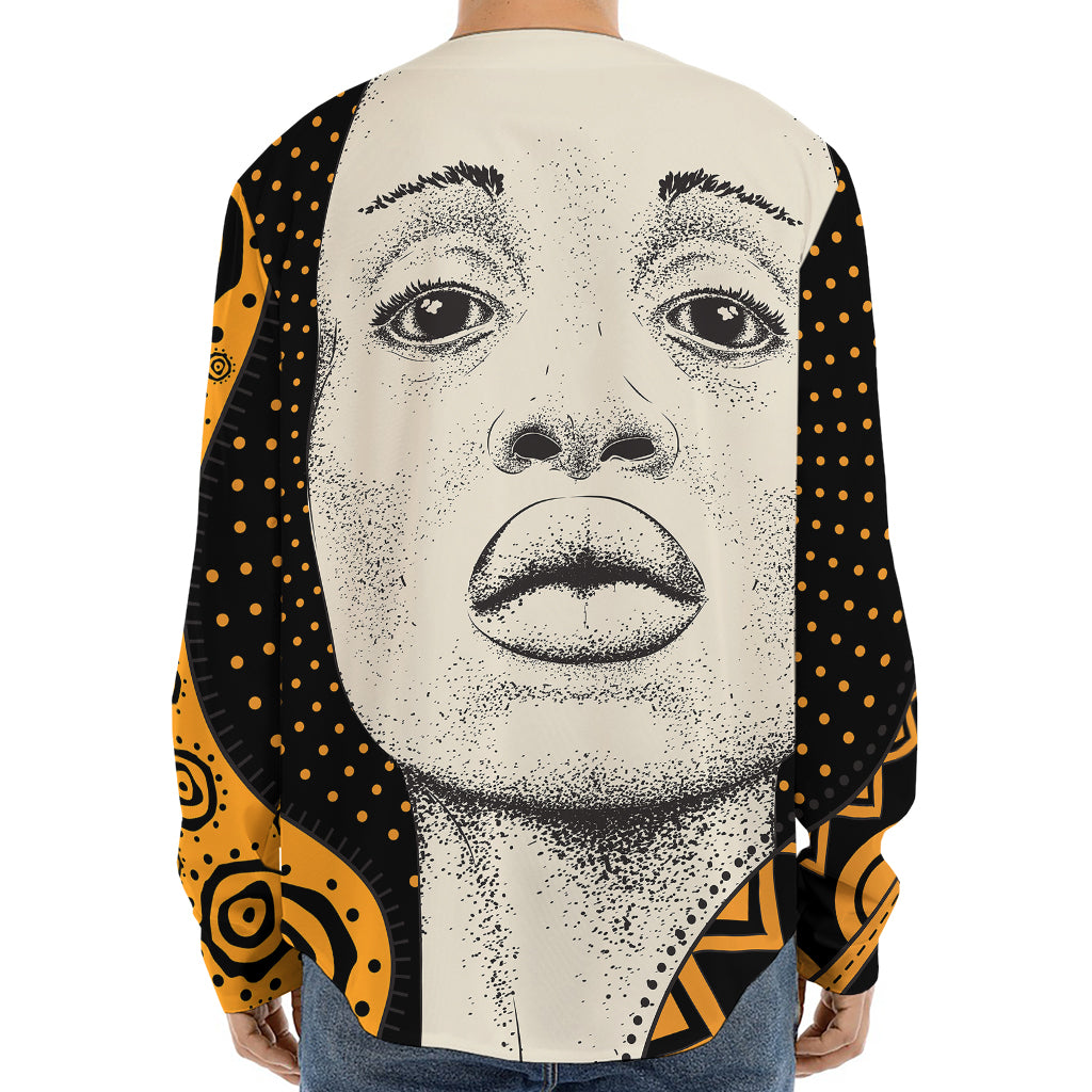 African Woman Print Long Sleeve Baseball Jersey