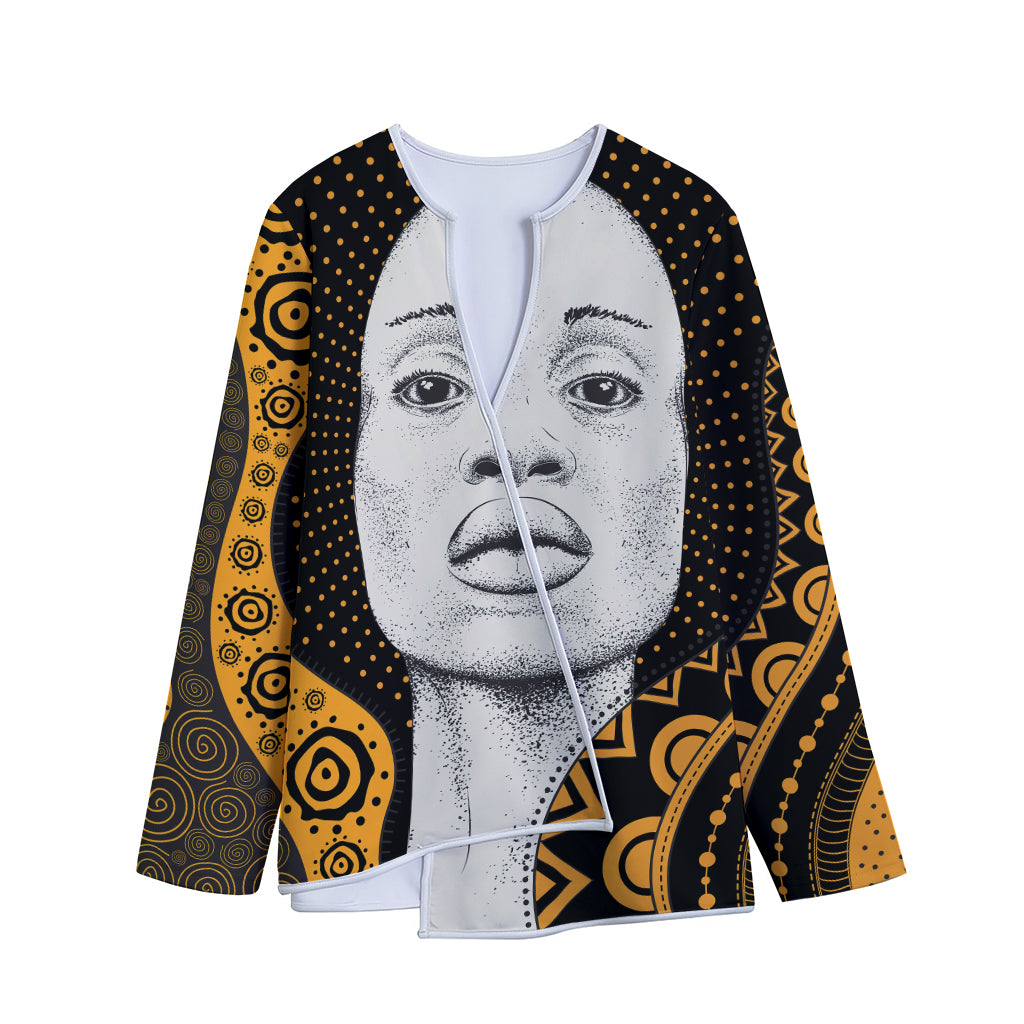 African Woman Print Long Sleeve Short Coat