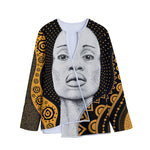 African Woman Print Long Sleeve Short Coat