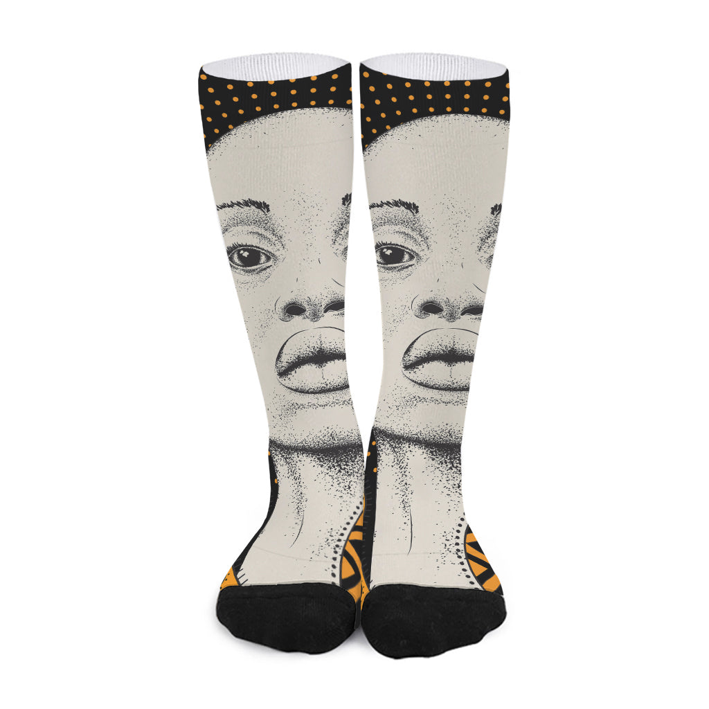African Woman Print Long Socks
