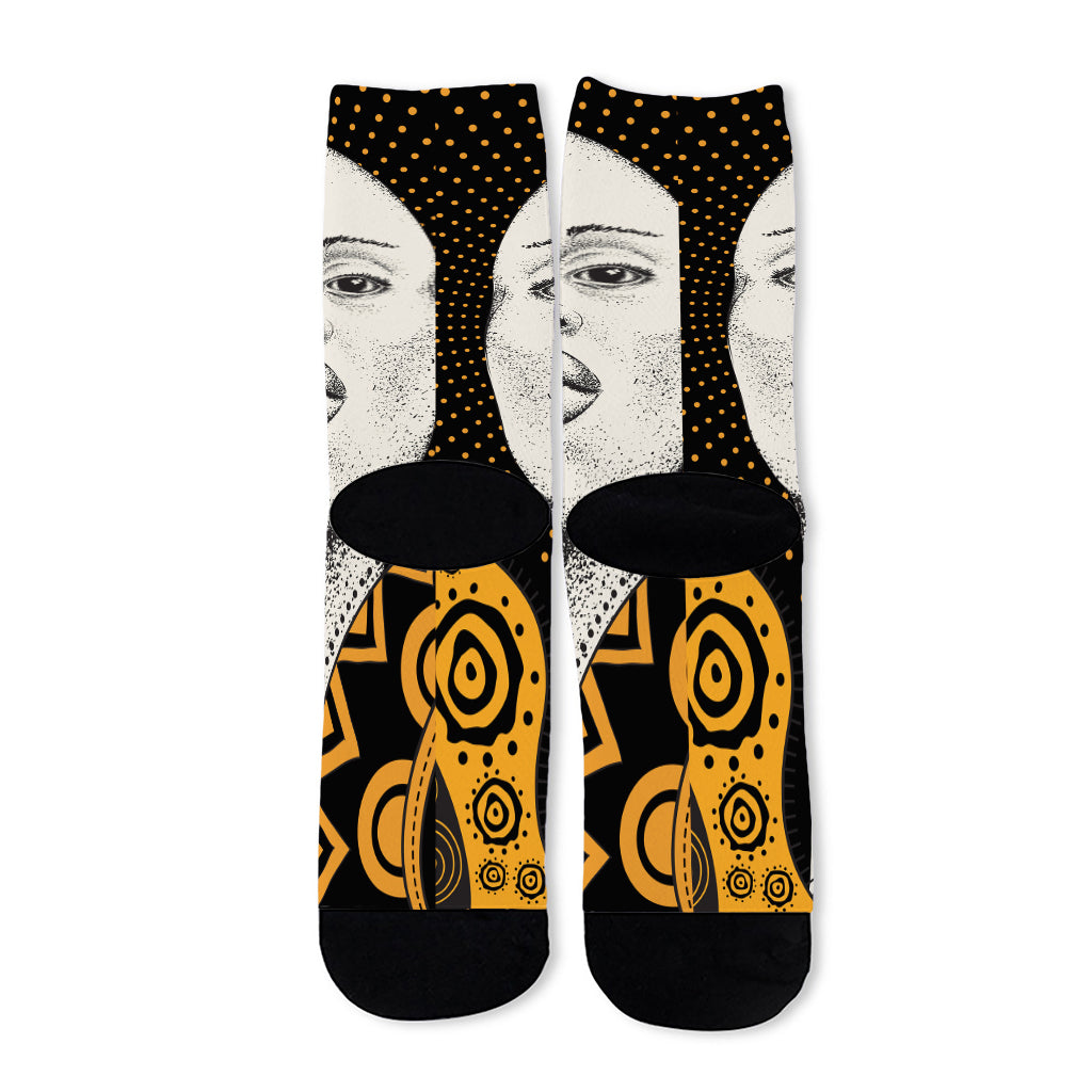 African Woman Print Long Socks