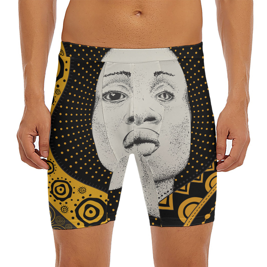 African Woman Print Men's Long Boxer Briefs