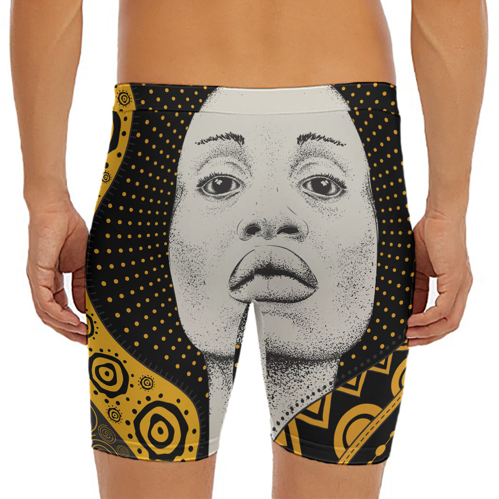 African Woman Print Men's Long Boxer Briefs