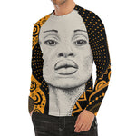 African Woman Print Men's Long Sleeve Rash Guard