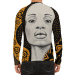 African Woman Print Men's Long Sleeve Rash Guard
