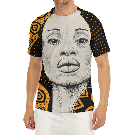African Woman Print Men's Short Sleeve Rash Guard