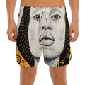 African Woman Print Men's Split Running Shorts