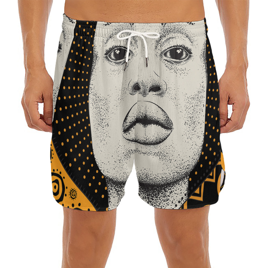 African Woman Print Men's Split Running Shorts