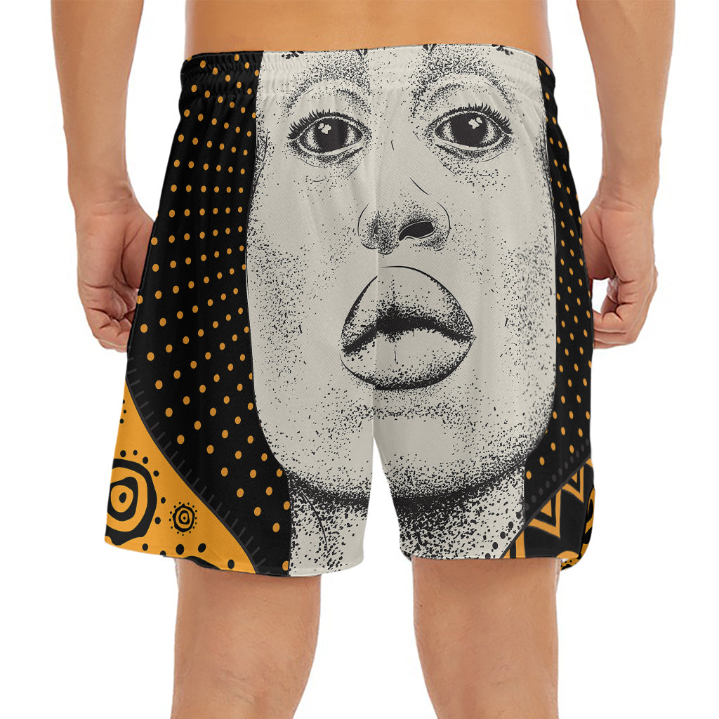 African Woman Print Men's Split Running Shorts