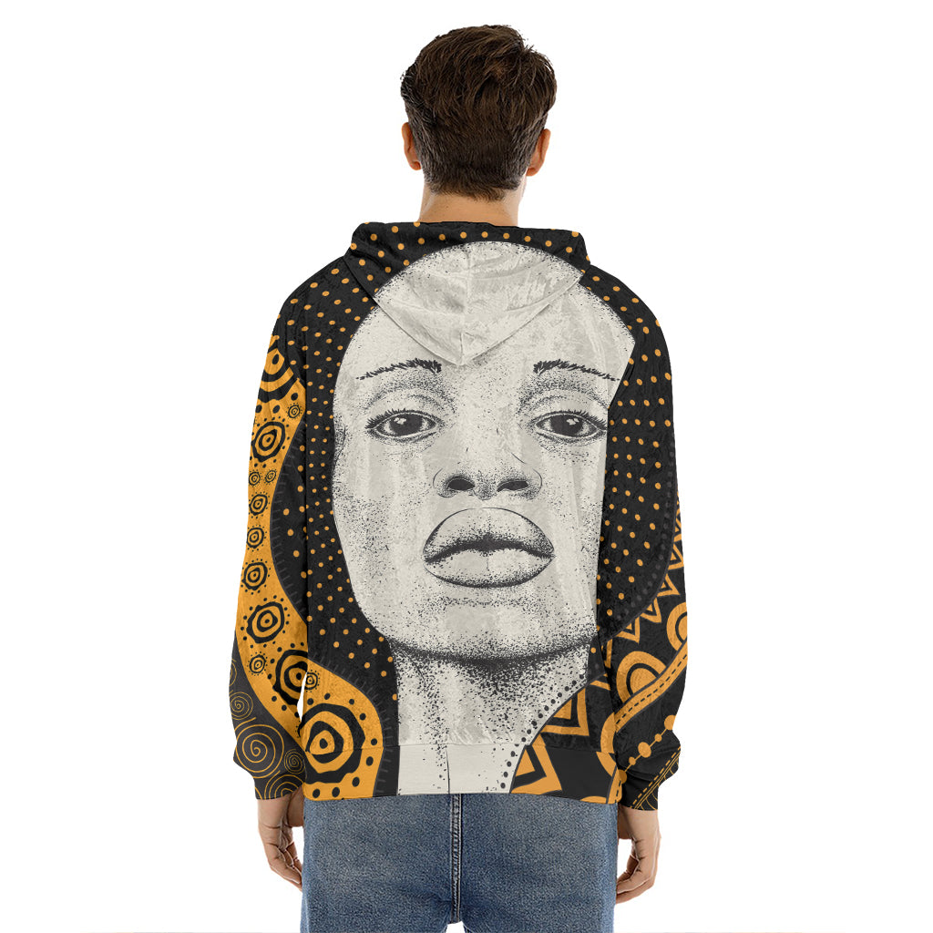 African Woman Print Men's Velvet Pullover Hoodie