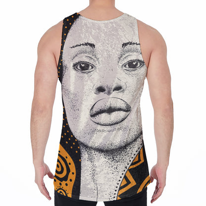 African Woman Print Men's Velvet Tank Top