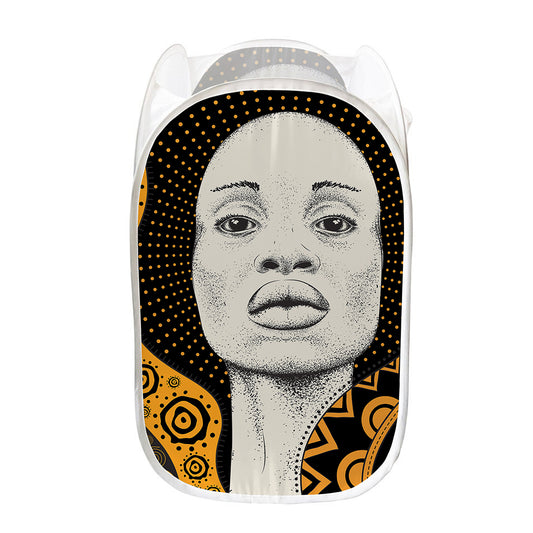 African Woman Print Mesh Laundry Hamper