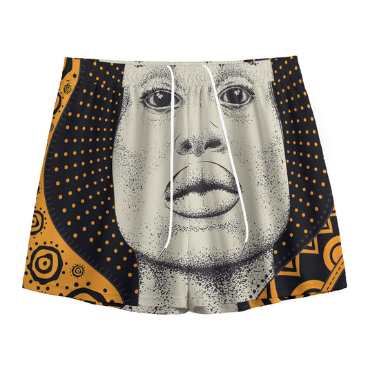 African Woman Print Mesh Shorts