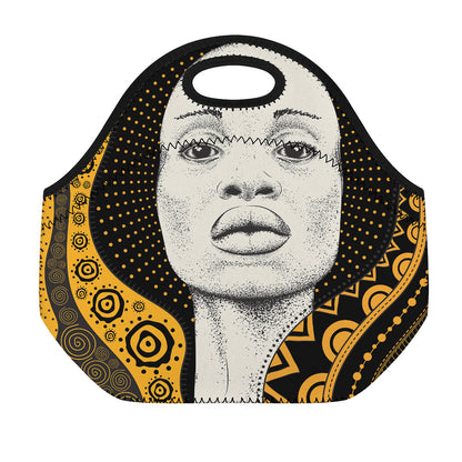 African Woman Print Neoprene Lunch Bag