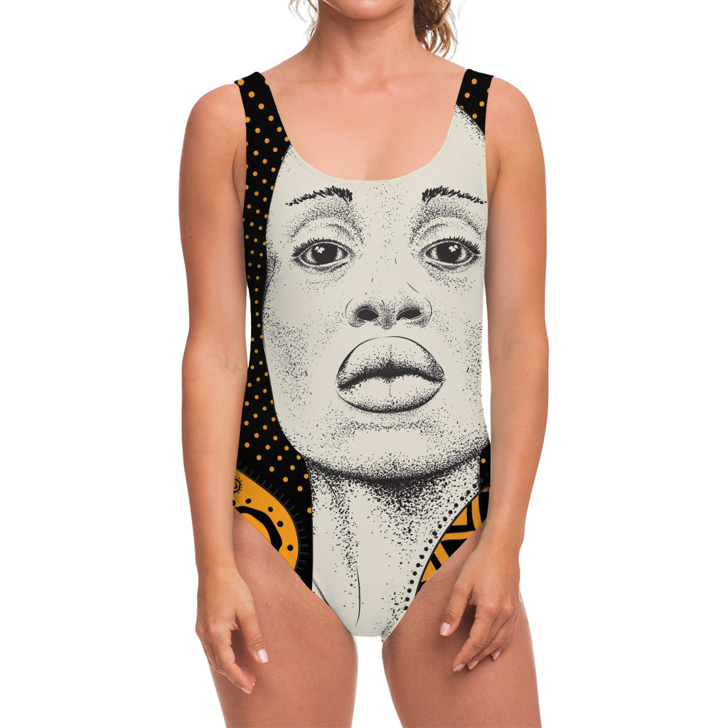 African Woman Print One Piece Swimsuit