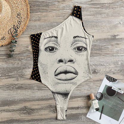 African Woman Print One Shoulder Bodysuit