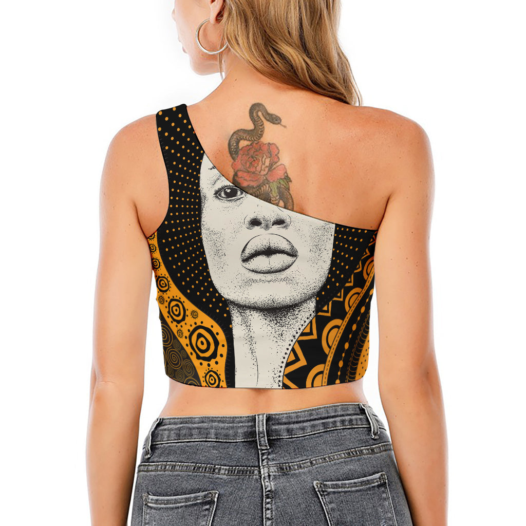 African Woman Print One Shoulder Crop Top