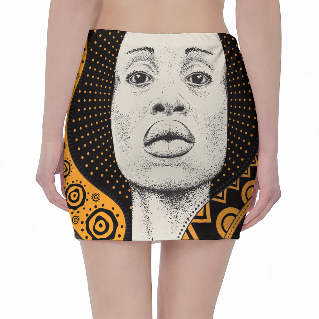 African Woman Print Pencil Mini Skirt