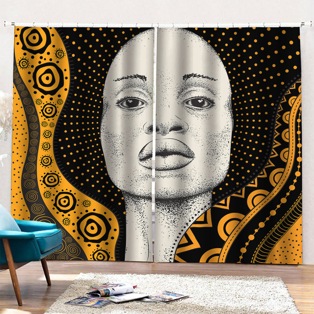 African Woman Print Pencil Pleat Curtains