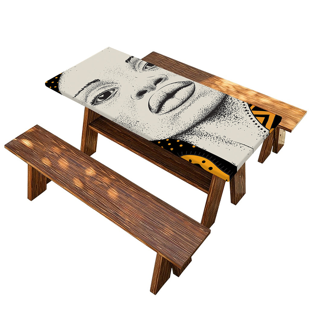 African Woman Print Picnic Table Cover