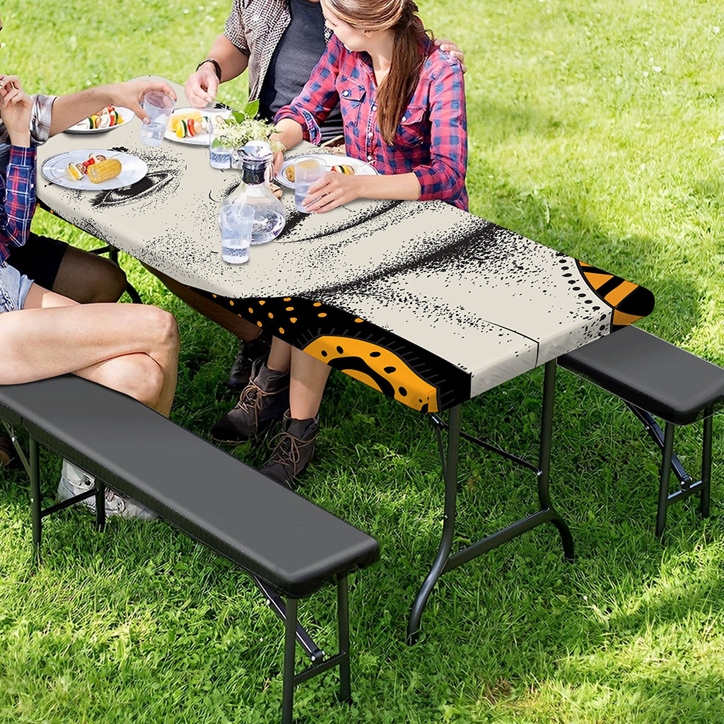 African Woman Print Picnic Table Cover