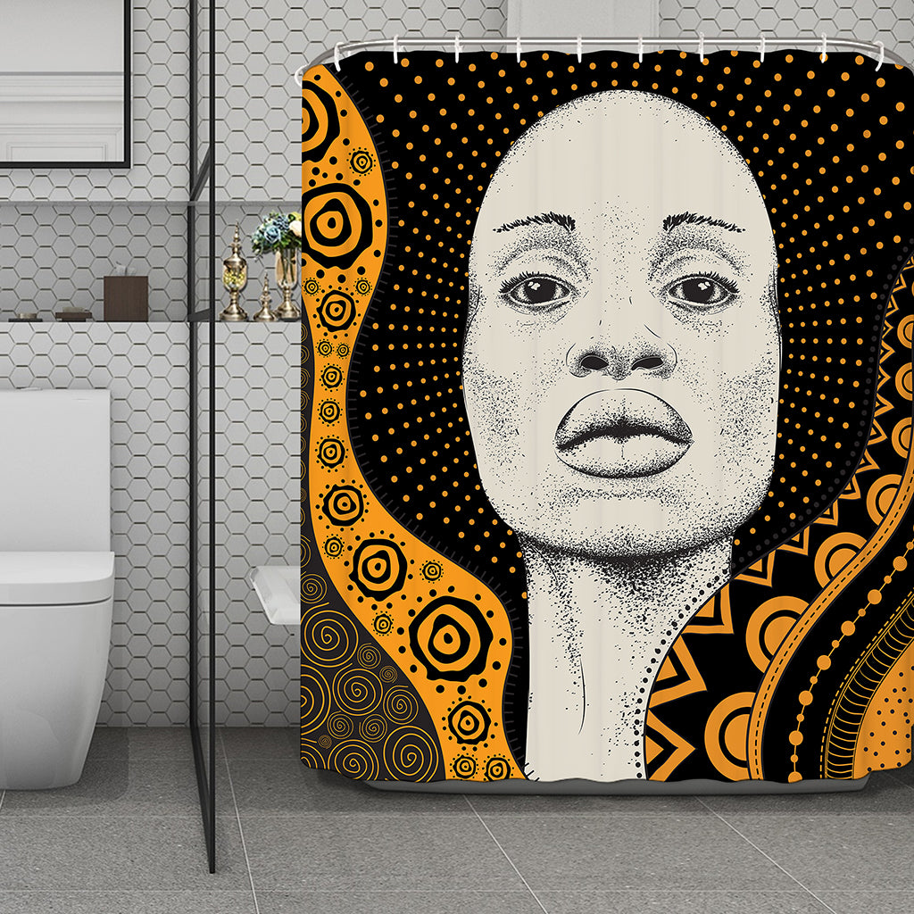 African Woman Print Polyester Shower Curtain