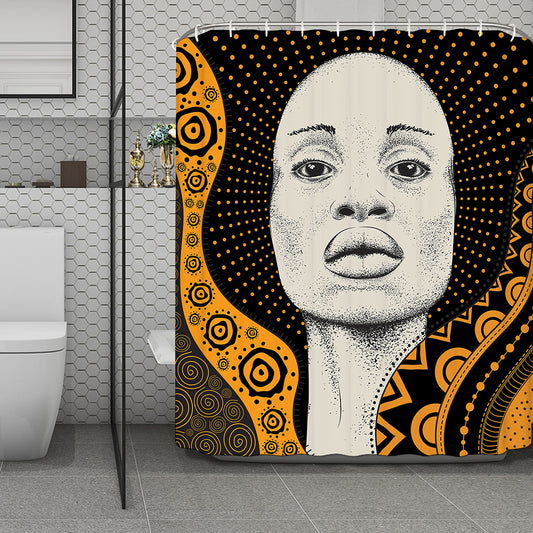 African Woman Print Polyester Shower Curtain