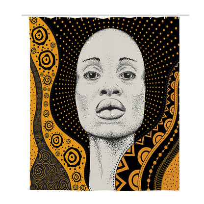 African Woman Print Polyester Shower Curtain