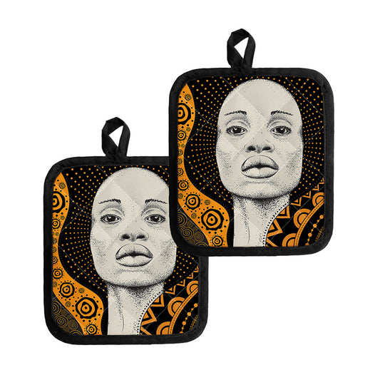 African Woman Print Pot Holders