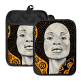African Woman Print Pot Holders With Pocket