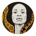 African Woman Print Round Blanket
