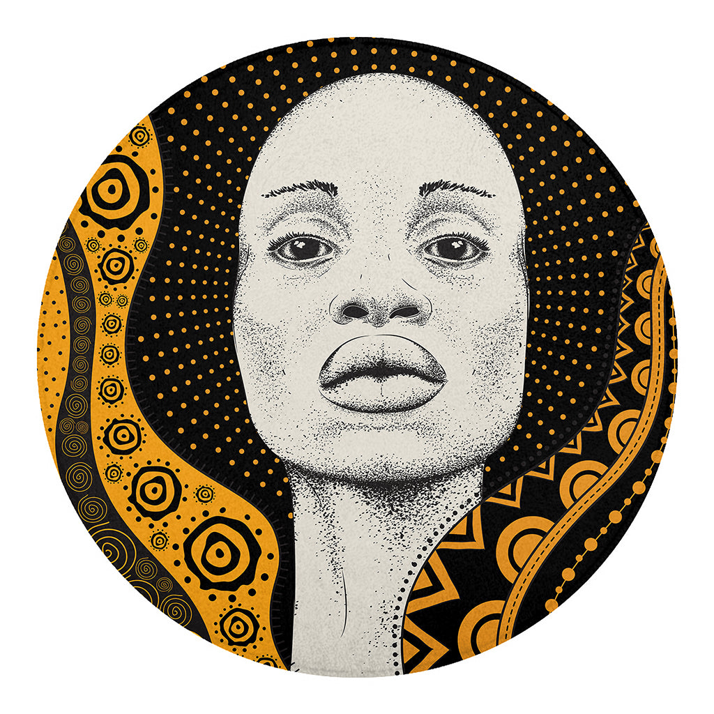 African Woman Print Round Blanket