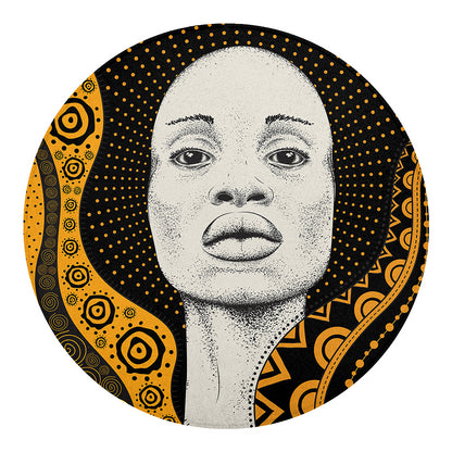 African Woman Print Round Blanket