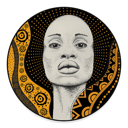 African Woman Print Round Floor Mat
