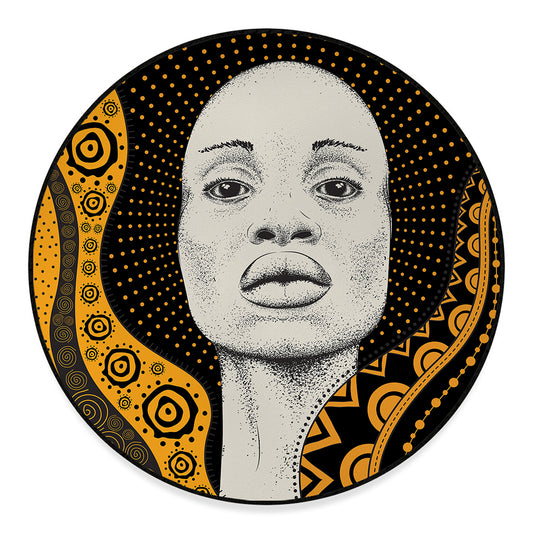 African Woman Print Round Floor Mat